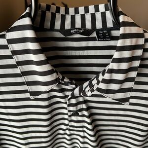 Abacus, Black & White Striped Men's Polo Shirt